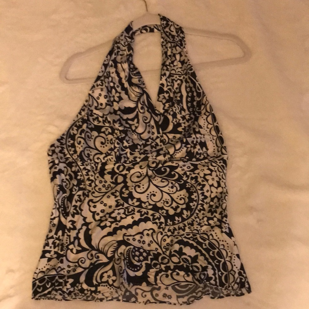 Chic Black and White Fitted Halter Tank